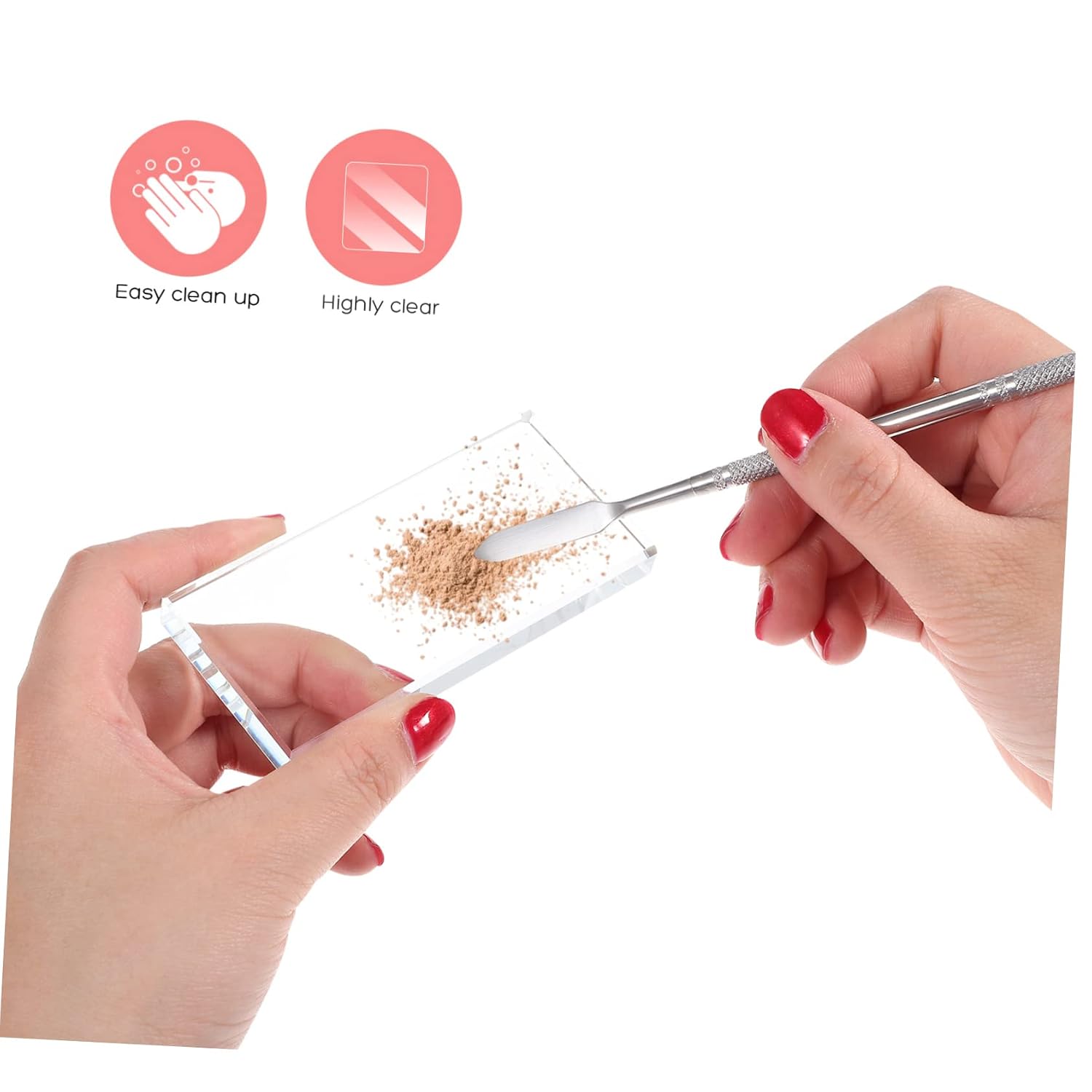 3pcs Glass Nail Art Palette Stainless Steel Cuticle Pusher Toning Gloss Boards for Paint