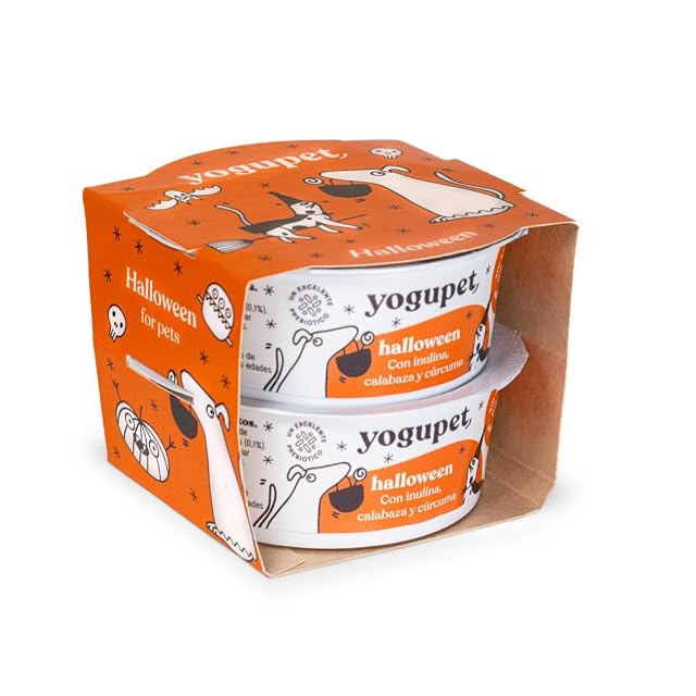 Yogur Natural Halloween para Perros y Gatos sin Lactosa y con Inulina Prebiótica + Calabaza y Cúrcuma…