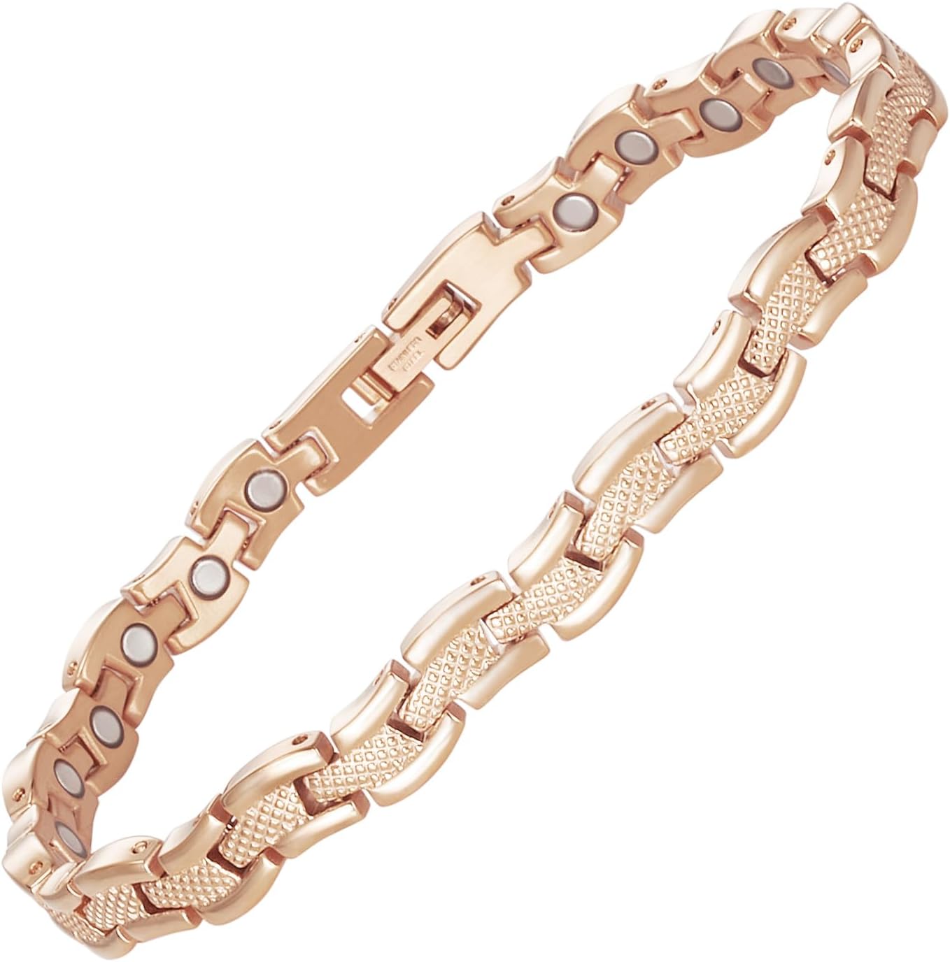 Magnetic Anklet for Women, Stainless Steel Ankle Bracelet with 3500 Gauss Effective Magnet（Rose Gold）