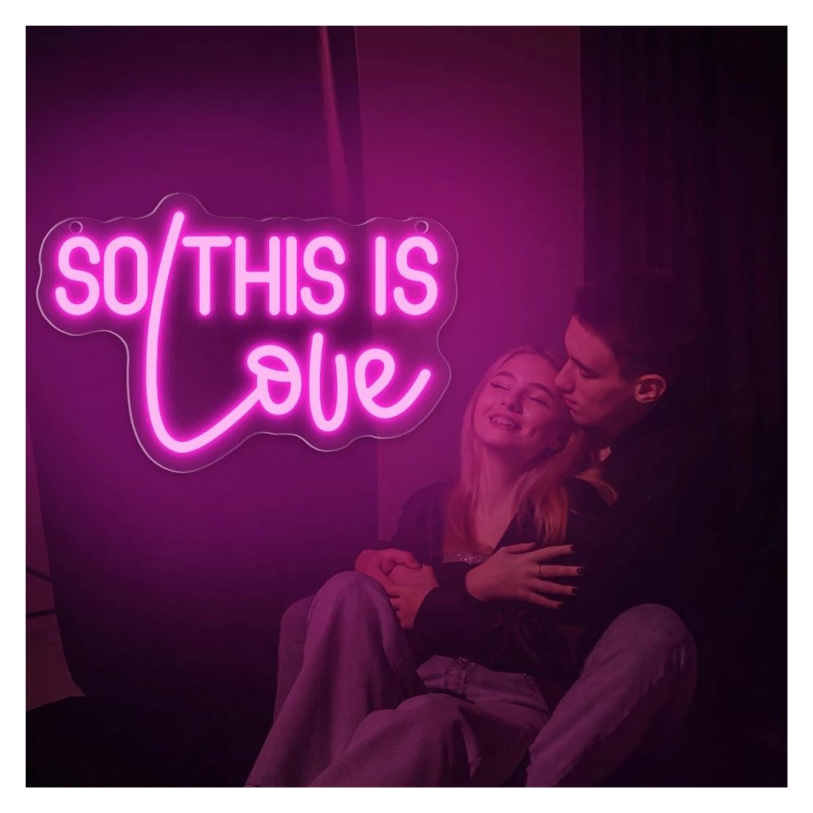 XENITE Luces Art Decoration Christmas Letrero Con Letras De Luz De Neón So THIS Is Love, Lámpara Regulable Alimentada Por USB, Decoración Artística De Pared, Luces De Neón De 16,6cmx25cm