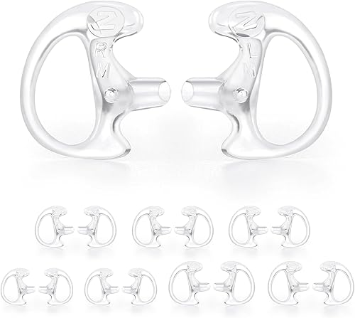 Zeadio 8 pares de auriculares de vigilancia encubiertos de grado profesional, inserto de oído de repuesto, molde de oído de silicona tipo tapón para