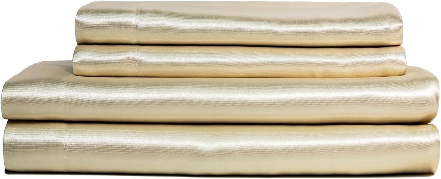 Baltic Linen Satin Luxury Sheet Set Full Ivory 4-Piece Set