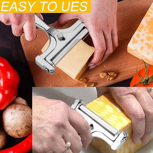 Miniatura 4 de Cortador de queso con alambre de acero inoxidable, cortador de queso ajustable de mano, afeitadora de queso premium para mozzarella, cheddar,