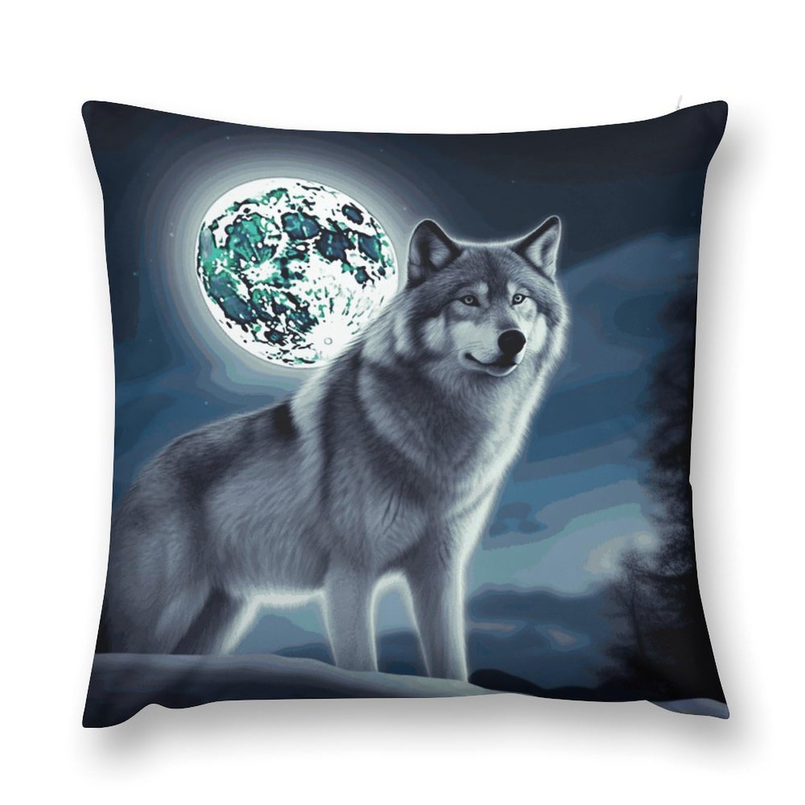 MUSM Wolf Under Moon Throw Pillow Cover 26 "x26 Wrinkle&Fade Resistant Cozy Soft Plush Pillow Case Protector Double-Sided Personalized Pillowcase Pillow Shams Cushion Cover for Home