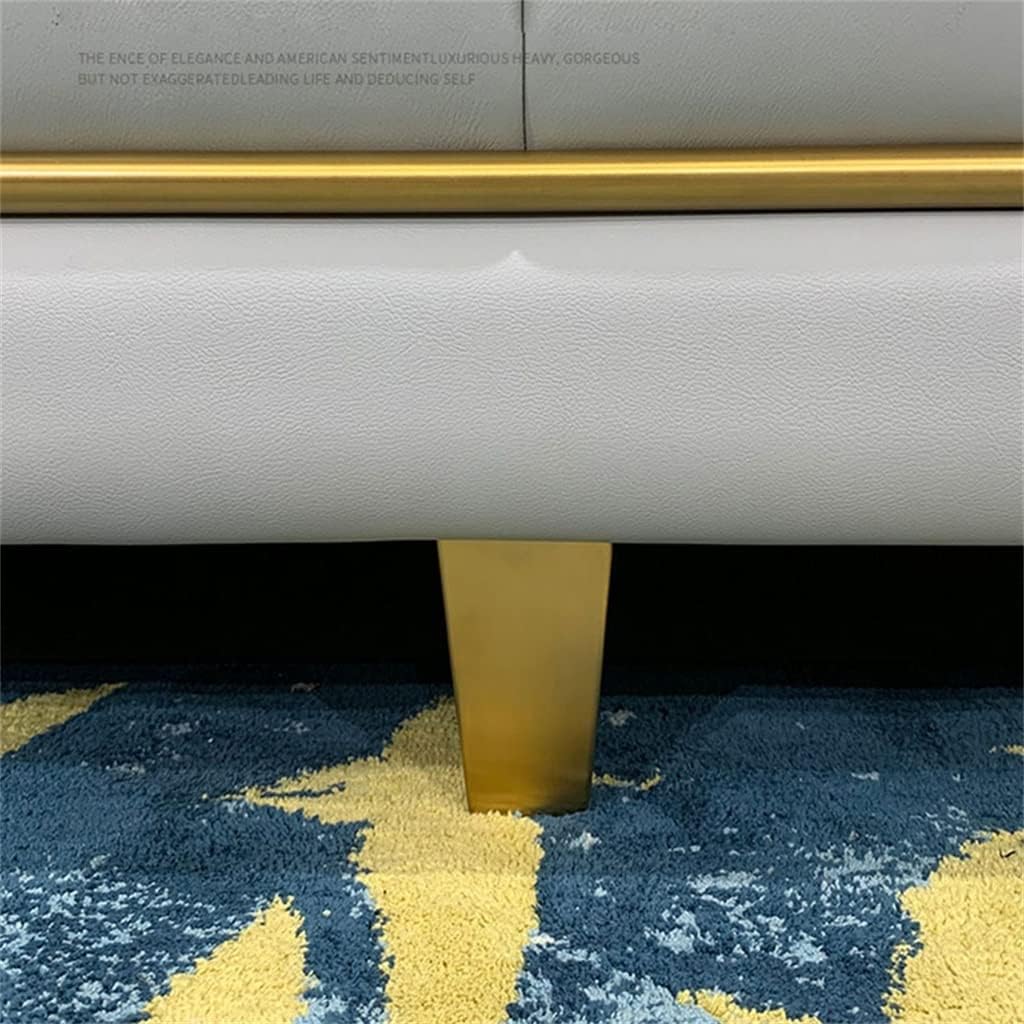 Soft Leather Gold Steel Legs House Upholstered Sofa Living Room Lounge Chair Villa Furniture