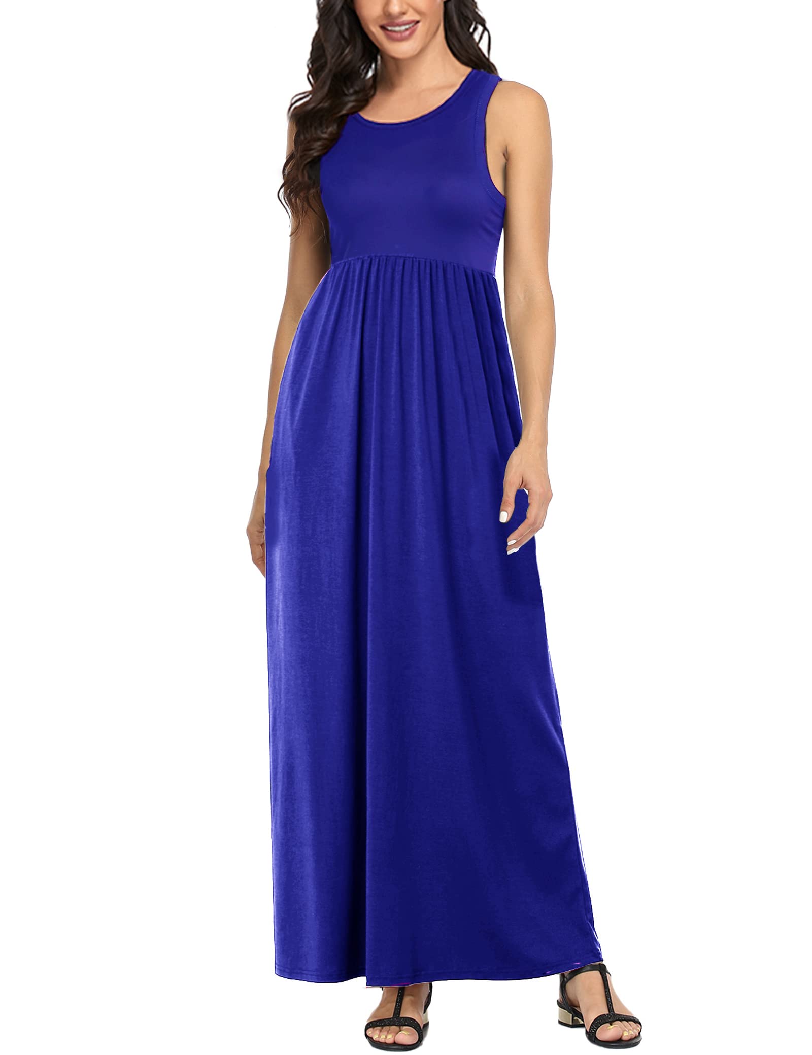 Lacavocor Womens Summer Maxi Dress Tank Top Sleeveless Long Dresses