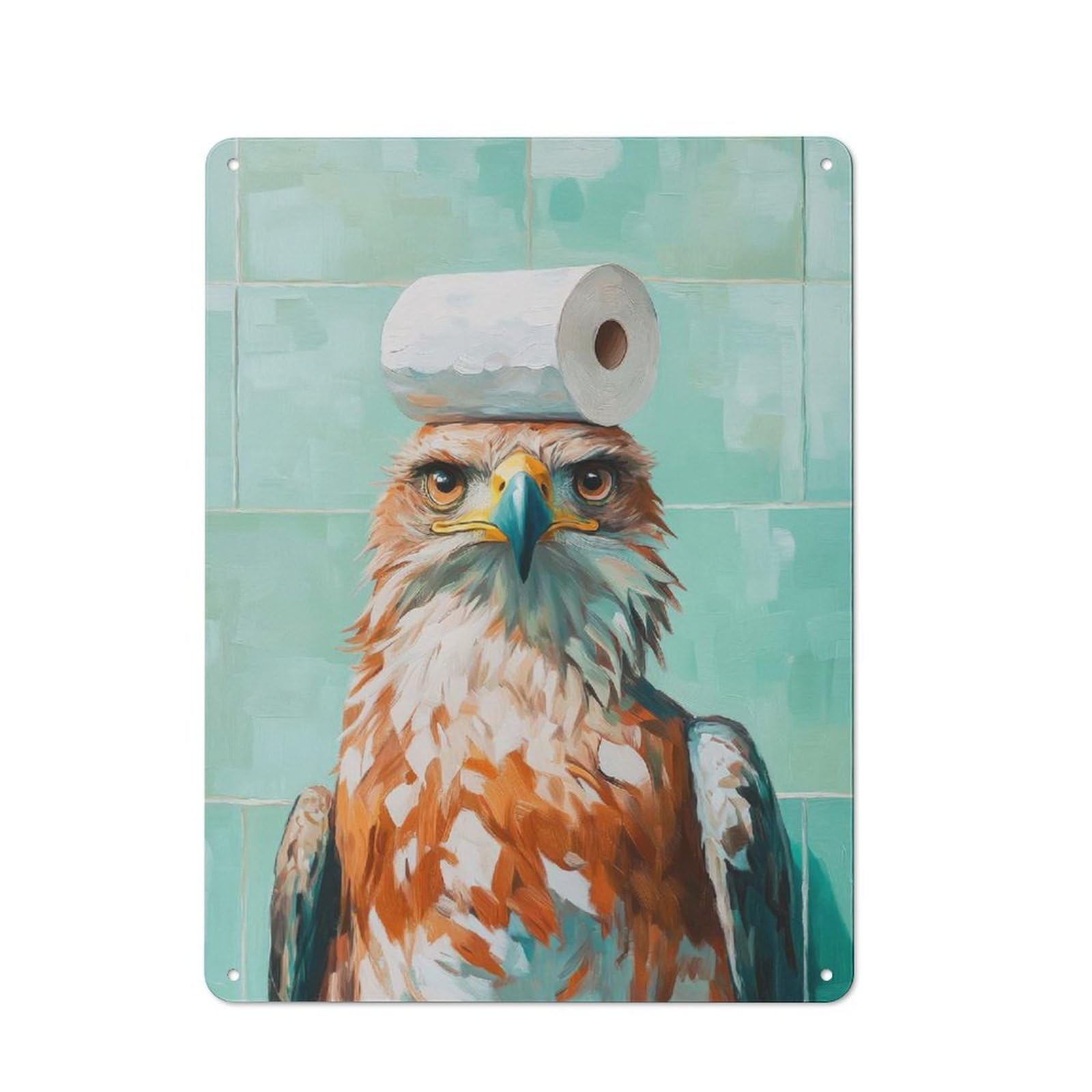 Eagle with Toilet Paper Metal Wall Art Sign 40x30cm, Old Fashioned Nostalgic Wall Art for Living Room, Hallway, Kitchen Or Cafe