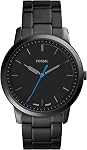 Fossil Men's Minimalist Quartz Stainless Steel and Leather Three-Hand Watch, Color: Silver, Luggage (Model: FS5304)
