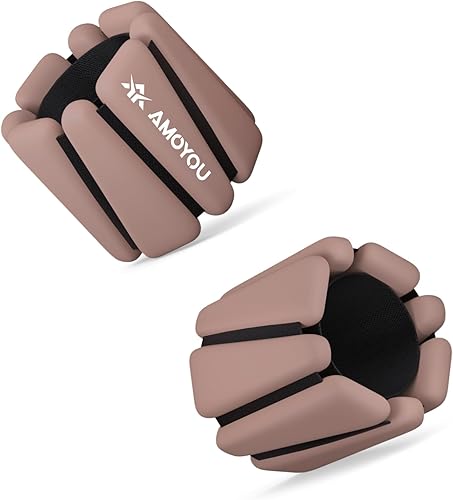 AMOYOU Pesas de muñeca y tobillo para mujer, pesas de tobillo de 2 libras (juego de 2, 1 libra cada una), pesas de brazo para mujer, pesas de
