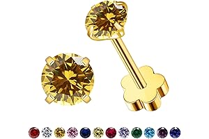 November Birthstone Earrings for Women: Flower Screw Back Stud Earrings
