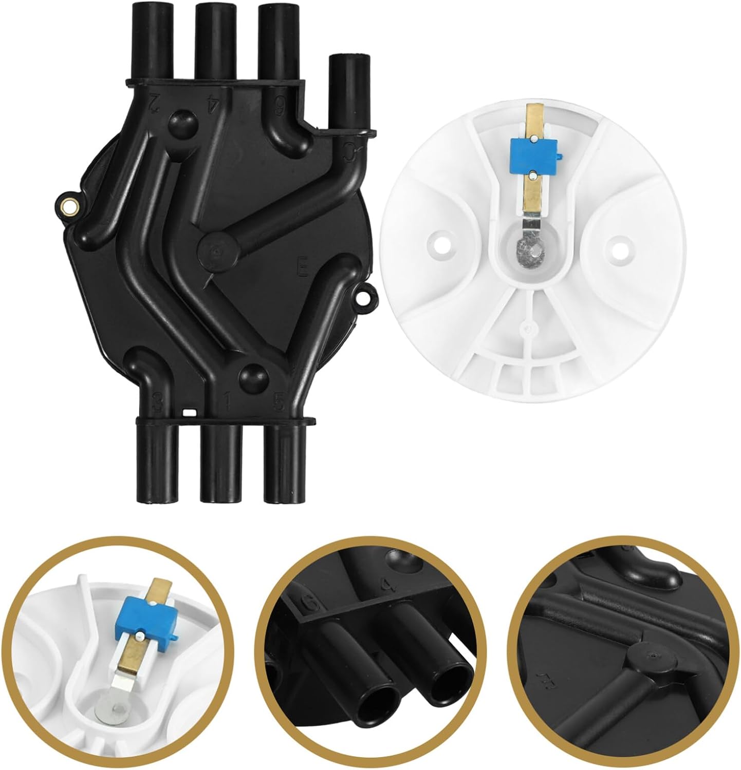 1set Heavy Duty Ignition Distributor Cap and Rotor Kit Replacement for Blazer Engine Performance Improves Efficiency Construction