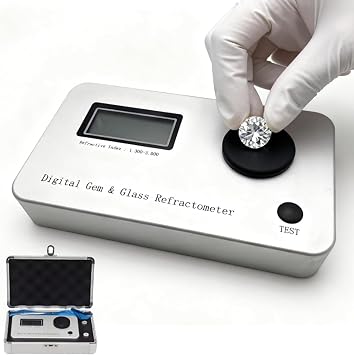 Digital Gemstone Refractometer, Jewelry Authenticity Tester with 1.300-3.000 RI Range, 700mAh Battery for 10000 Tests, Error 0.005/Accuracy 0.001