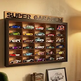 Expositor para Carrinhos Hot Wheels 1:64 Diecast (PRETO/SUPER GARAGEM)