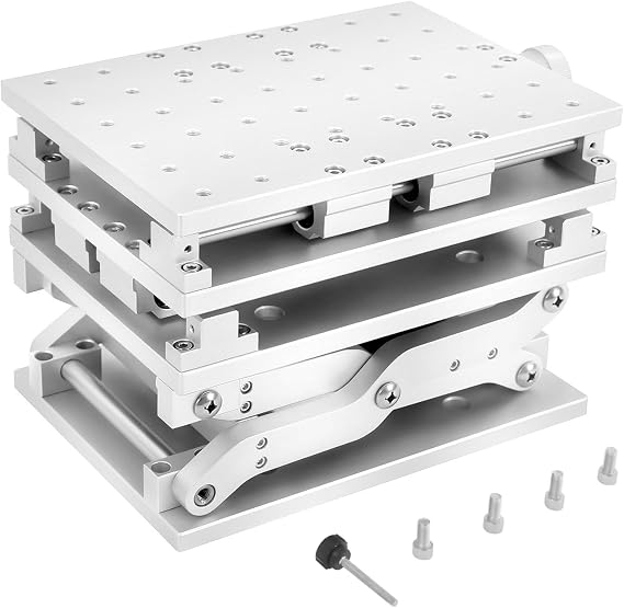 XYZ 3 Axis Moving Workbench Manual Linear Stage, 3D Positioning L-aser Marking & Engraving Machine, Portable Aluminum Alloy Lifting Platform for Optical Experiments/DIY, 8.26x5.90 (210x150mm)
