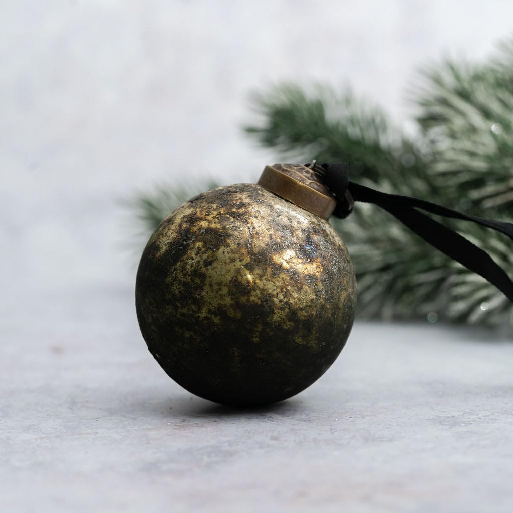 Arthur Cameron Kaitoke – 2″ Patina Glass Christmas Tree Decorations - Rustic Christmas Decorations & Timeless Tree Decorations (Kaitoke)