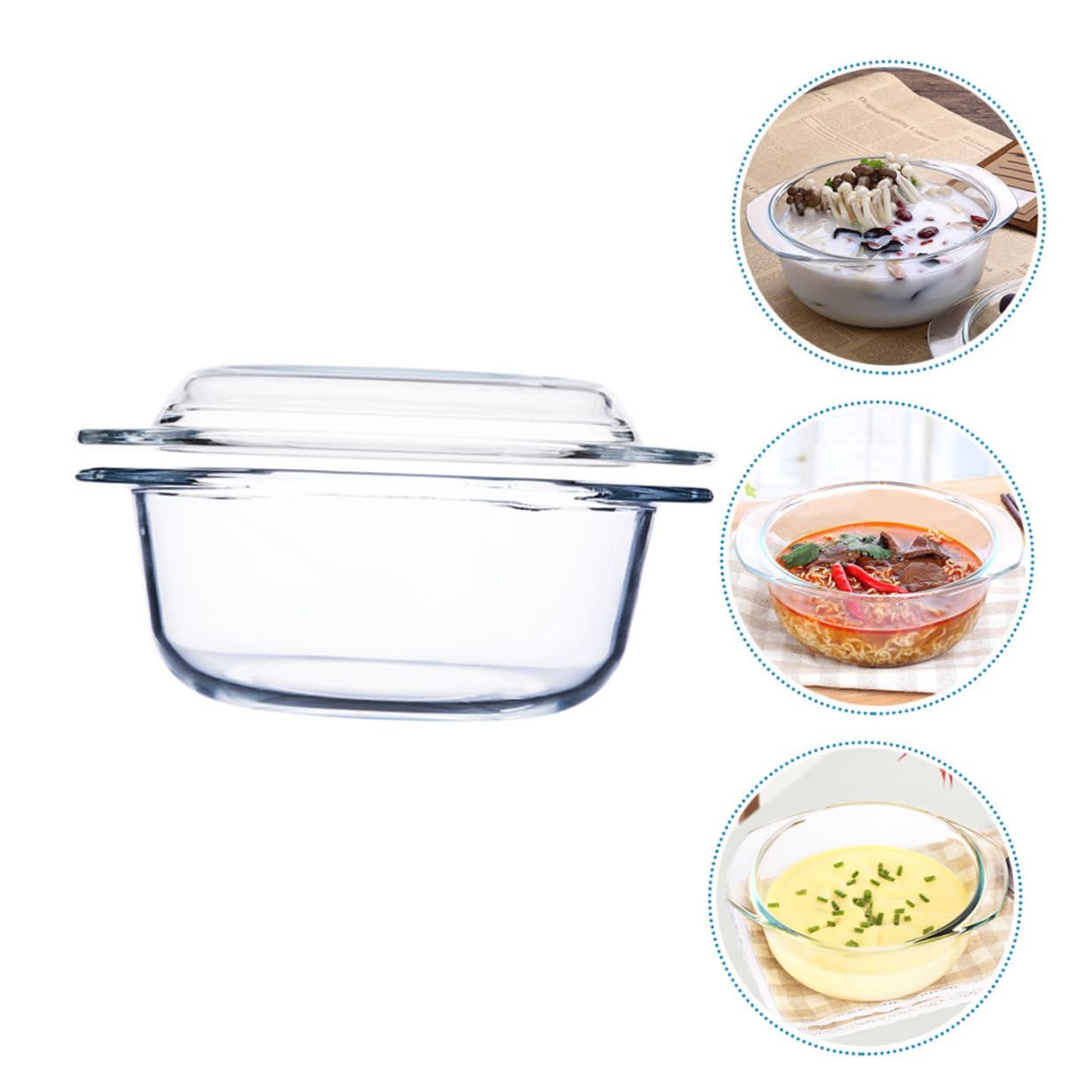 TOYANDONA Hitzebeständiger Glas topf mit Deckel Mikrowellengeeignet Lebensmittelecht Spülmaschinenfest Ofenfest für Suppe und Aufläufe Robustes Hitzebeständiges Glasgeschirr