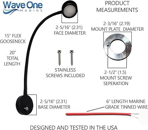 Miniatura 5 de Luz de lectura LED de cuello de cisne de doble color  Mapa de pared de cabina de velero flexible regulable para barco, yate, caravana, iluminación