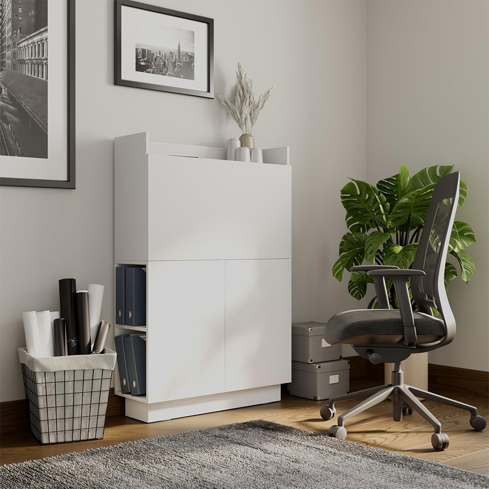 Vicco Scrivania Alena, Bianco, 85 x 27 cm | adatto per lavorare in modo salvaspazio e per un'organizzazione ordinata