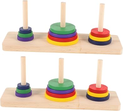 Toddmomy 2 Pcs Wooden Tower of Hanoi Puzzle Game for Adults Home