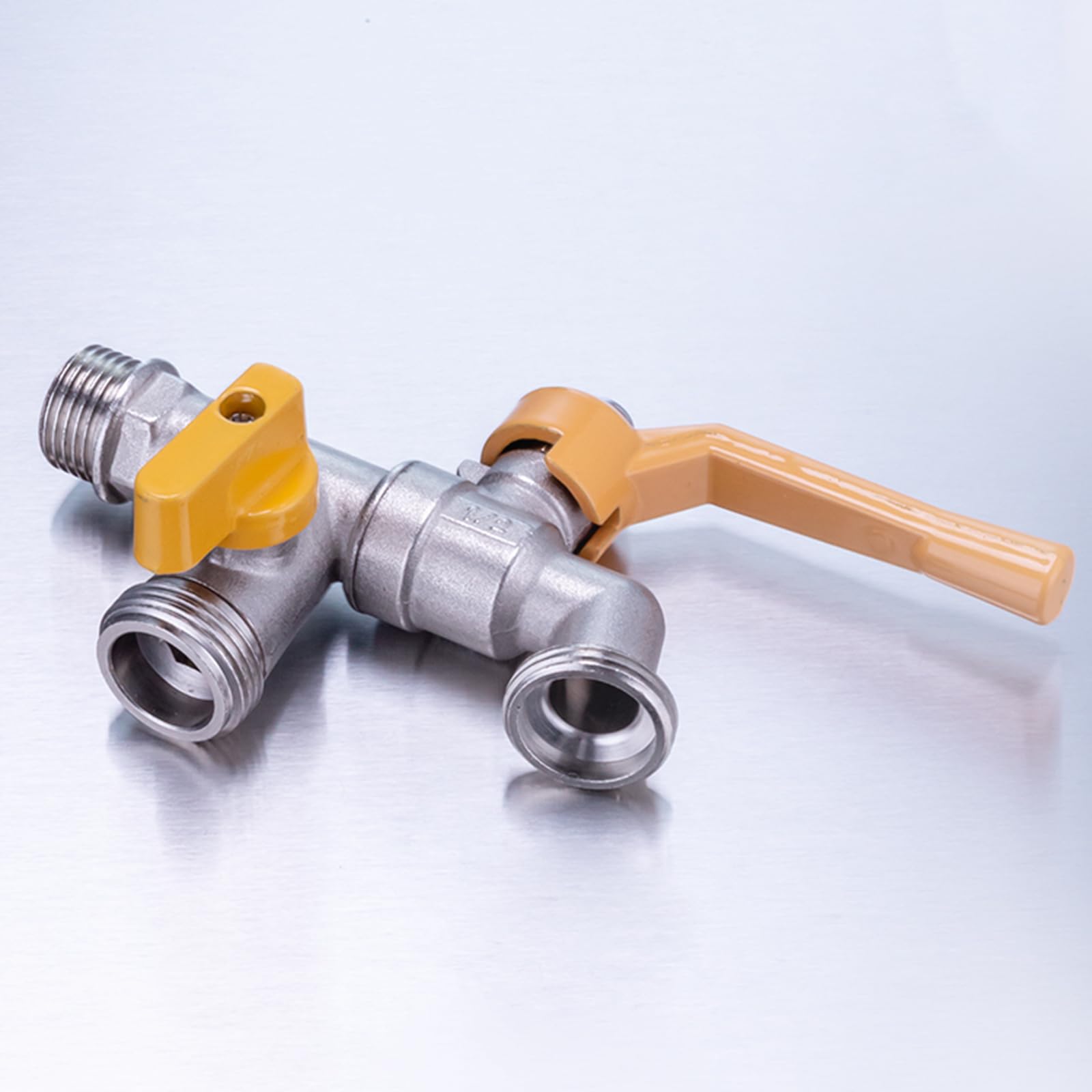 Rubinetto Da Giardino Esterno Valvola A Sfera in Ottone con Doppio Rubinetto Antigelo Da 1/2 Pollice per Irrigazione,Argento Cromato