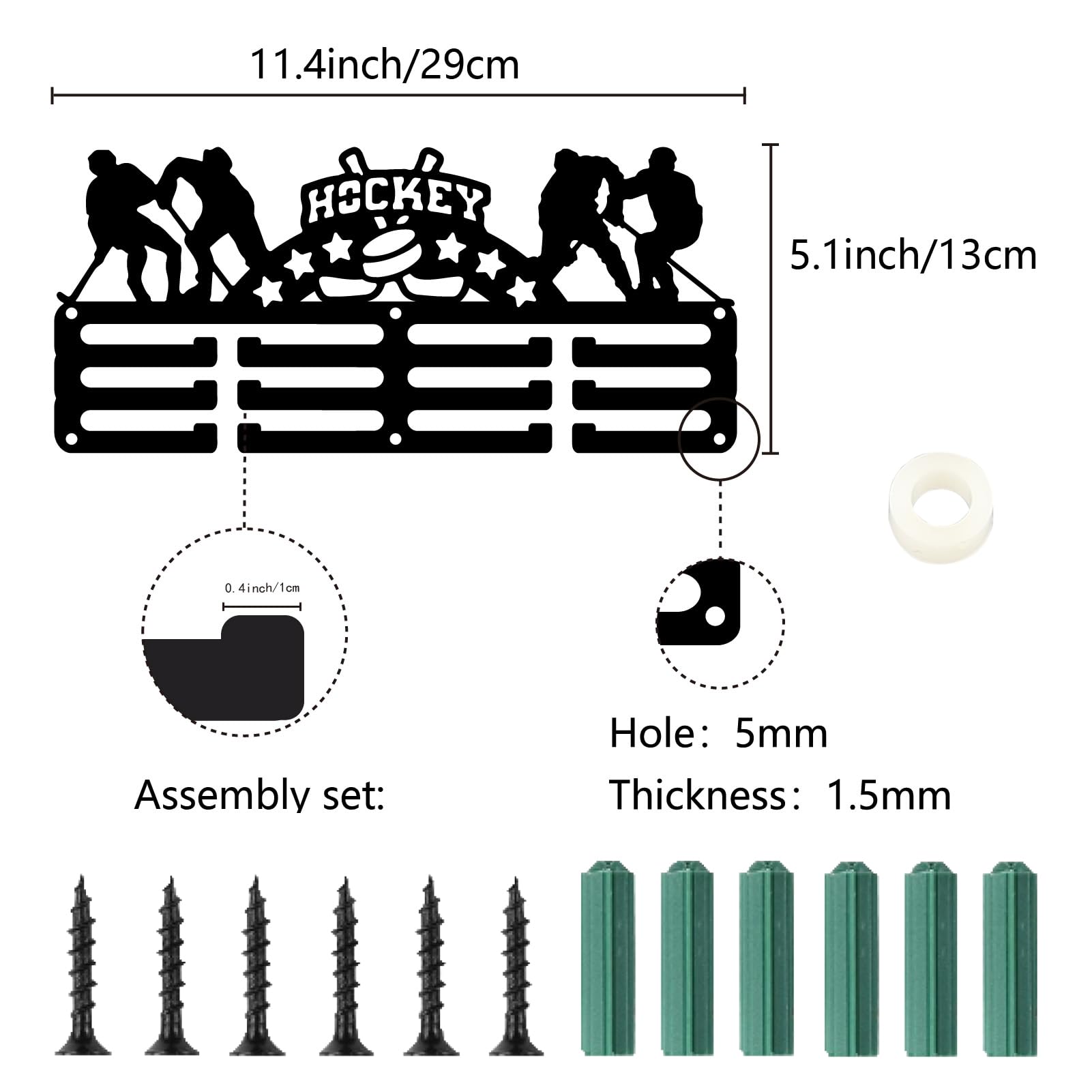 CREATCABIN Soporte Medallas Hockey, Colgador Deportivo, Estante 29x13cm Negro