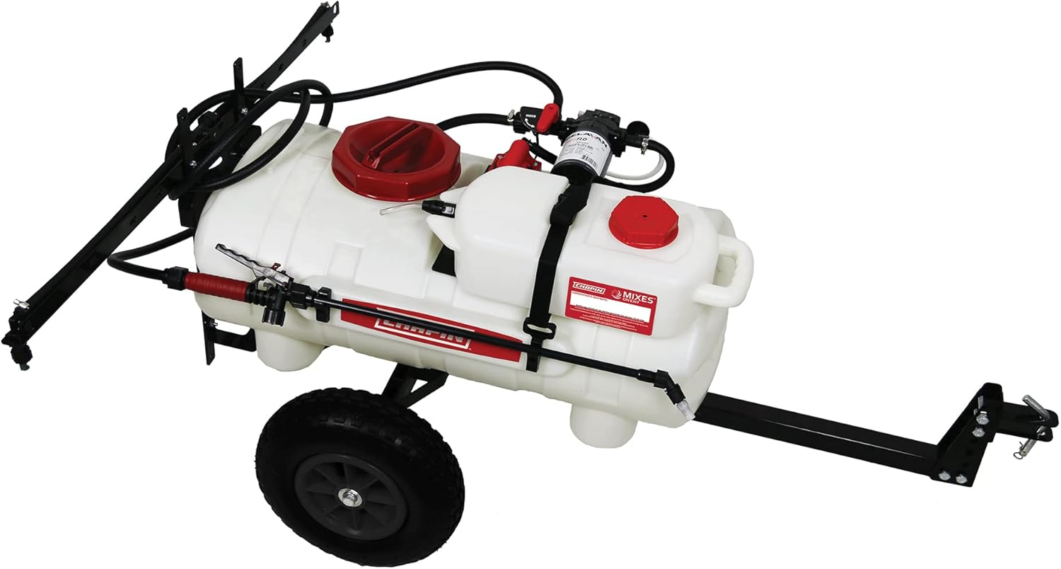Chapin 97661E: 15-Gallon Made in The USA 15-Gallon Mixes on Exit 12V, 2.5 GPM Pump ATV/UTV Tow Behind Spot Sprayer with Separate Water Tank and Concentration Tank to Mix on Demand, Translucent White