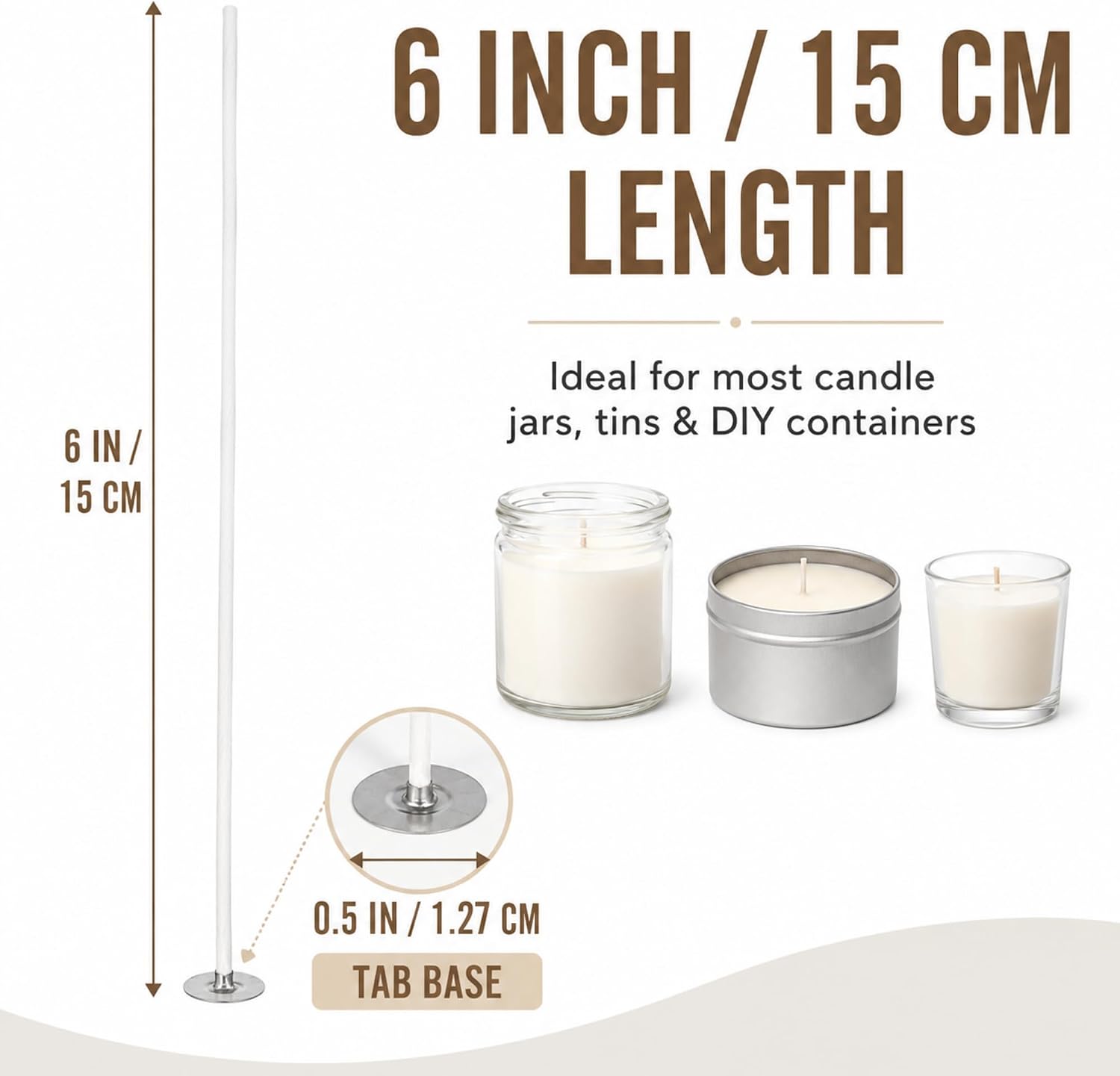 Newwiee 600 Pcs Cotton Candles Wicks 6" Pre-Waxed Candle Wick for Candle Making DIY, Thick, with Base