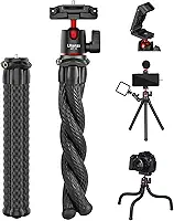 ULANZI Tripé para câmera, mini suporte flexível com suporte de telefone oculto com suporte para sapata fria, parafuso de 1/4 polegada para braço mágico, universal para câmeras iPhone