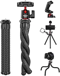 ULANZI Tripé para câmera, mini suporte flexível com suporte de telefone oculto com suporte para sapata fria, parafuso de 1/4 polegada para braço mágico, universal para câmeras iPhone