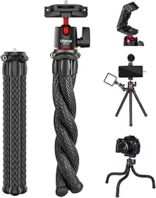 ULANZI Tripé para câmera, mini suporte flexível com suporte de telefone oculto com suporte para sapata fria, parafuso de 1/4 polegada para braço mágico, universal para câmeras iPhone