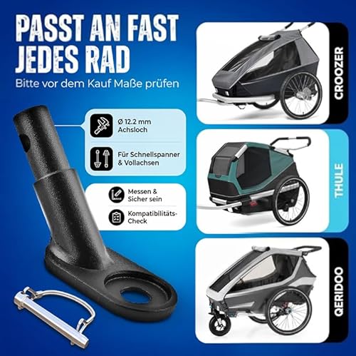 Liebdorf® Fahrrad Anhängerkupplung - Universal Adapter für E-Bike & Fahrrad - Kompatibel mit Thule, Qeridoo, Croozer, Hamax - Anhängerkupplung Fahrrad Zubehör