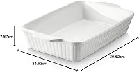 DOWAN 9x13 Kerámia Sütőtál Lasagnához, 4,2 Literes Mély Sütőforma Fehér 9