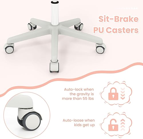 Miniatura 24 de Costzon Silla de escritorio para niños, silla de computadora de estudio de altura ajustable con reposabrazos, ruedas de freno de sentado, silla de
