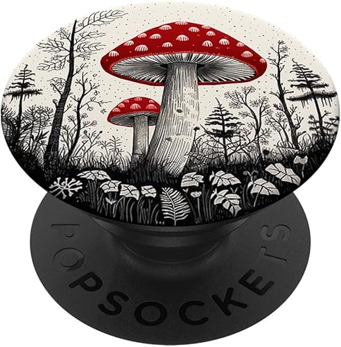 Bosque de hongos del bosque Vintage Sketch  Cottagecore Aesthetic PopSockets Standard PopGrip