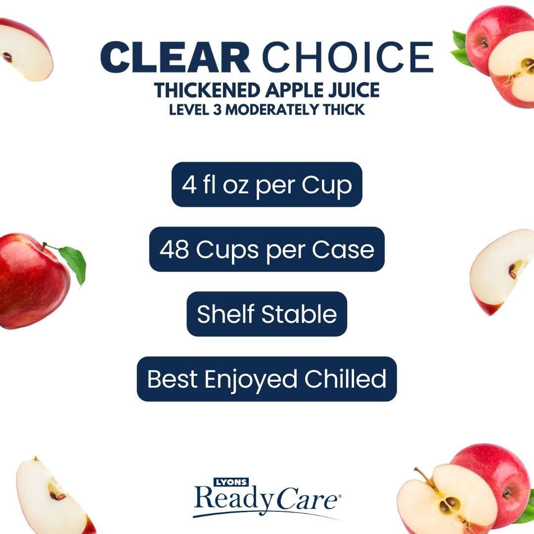 Lyons ReadyCare Thickened Apple Juice for Dysphagia & Swallowing Difficulty - Honey Consistency, Level 3 Moderately Thick - 4 fl oz (48 pack)