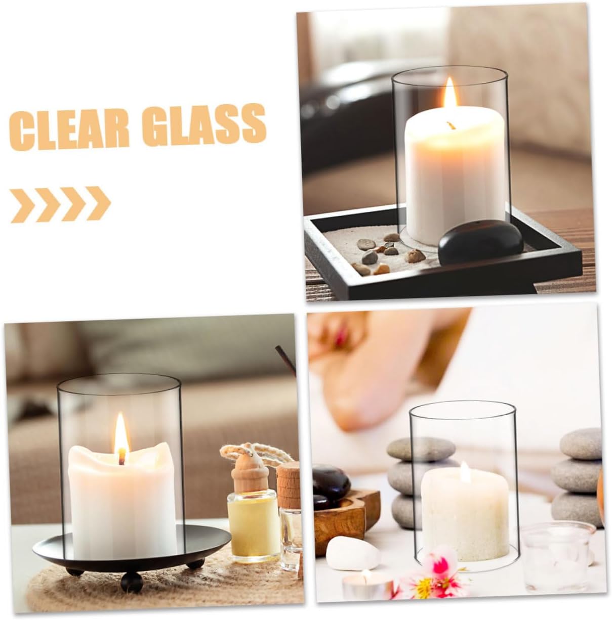 PRETYZOOM 2pcs Glass Candle Shades Cylinder Hurricane Candle Holders Decorative Tealight Holder for Home Decor Windproof for Desktop