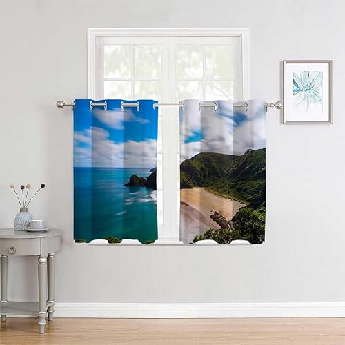 Miniatura 3 de Cortinas para Sala Elegantes Modernas Mar y Cielo Playa Paisaje Cortina Currains 110 pulgadas de ancho por 96 pulgadas de largo, 2 paneles