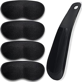 Dr. Foot Heel Grips for Men and Women, Self-Adhesive Heel Cushion Inserts Prevent Heel Slipping, Rubbing, Blisters, Foot Pain, and Improve Shoe Fit - 2 Pairs+ Extra 1 Shoe Horn (Black)