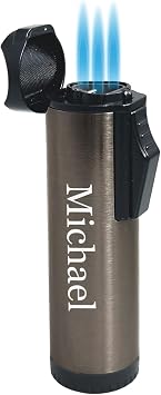 Personalized Visol Hades Butane Torch Triple Flame Refillable Gas Lighter, Built in Holder, and Adjustable Flame Lighter with Free Engraving Shipped Without Butane