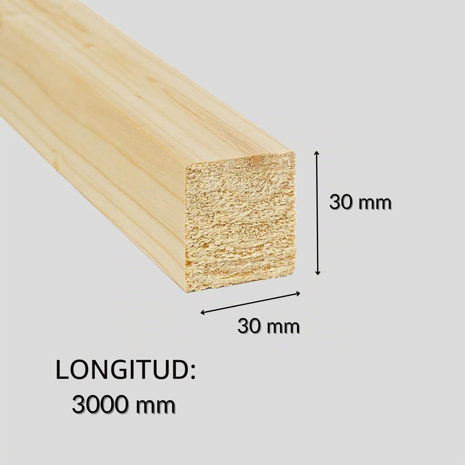 Twe - Listones de madera maciza de abeto 30 x 30 x 1 metro cepillados en cuatro lados con chaflán en aristas, fabricado en Italia, paquete de 6 unidades