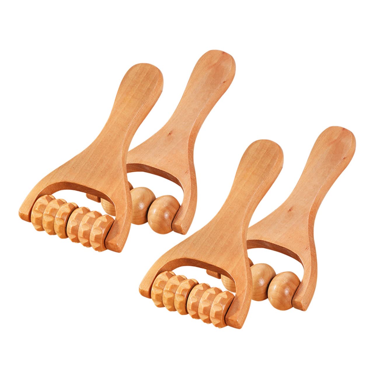 TOVINANNA 4pcs Wooden Foot Massage Roller Tool Foot Roller Massager Beads for Deep Tissue Relief