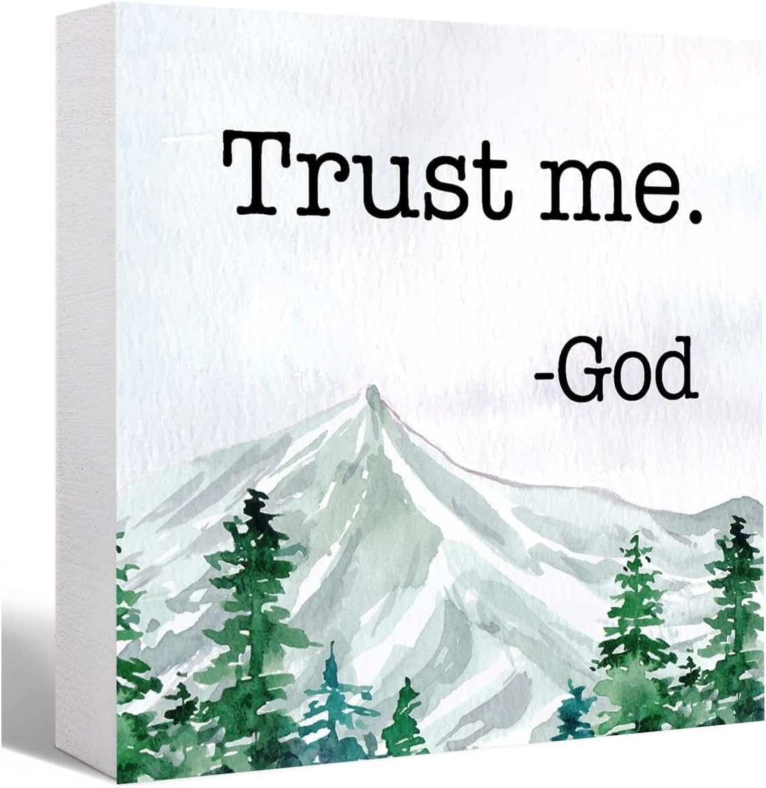 Trust Me God Box Sign 7x7 Inch Rustic Wood Farmhouse Decor