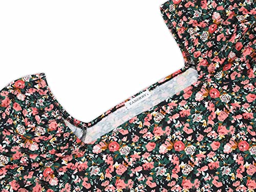 Zaberry Short Summer Dress For Women A Line Dresses Floral Sundresses For Women 2023 Casual X-Large Black Pink Floral #TOP2
