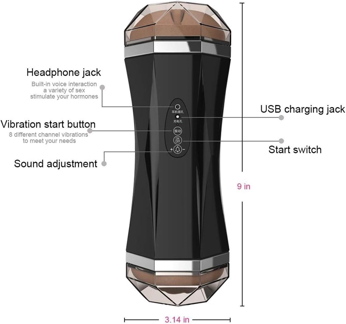 Tijtr- Tshirt Realistic Noiseless 2 In 1 Hands Free Deep Throat Oral Cup Sucking Endless Pleasure Headphone Mode Blow-Job Six Toy
