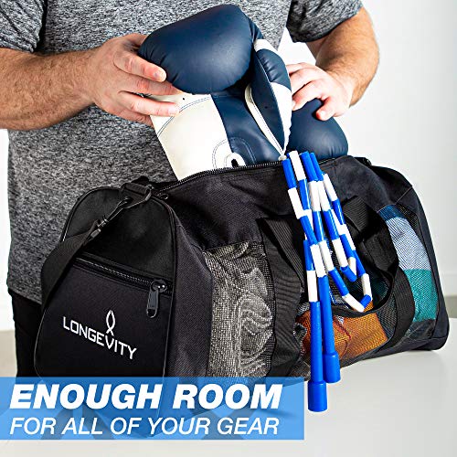 Longevity Gear Duffle Mesh Bags With Bottle Pocket, Breathable Duffel Bag For Sweaty Clothes And Equipment, Workout Bag, Gym Bag, Wrestling Bag, Swimmers, Active Athletes, | No More Stink #TOP2