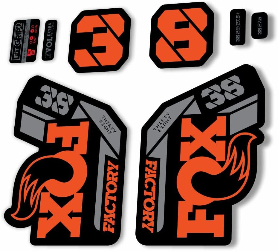 Fork Replacement Decal Sticker Compatibale for Fox 38 2021 Series Orange Gray (Matte)