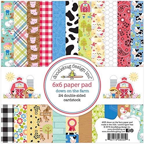 Doodlebug Design Inc. ON Farm Pad 6" 6X6, Multicolor, Talla única