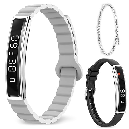 Efolen Smart Bracelet for Women,Ultralight Fitness Tracker Smart Wristband with Heart Rate/Blood Oxygen/Sleep Monitor/Pedometer,Slim Smartwatch for Android iPhone,Activity Tracker,2 Band,Silver
