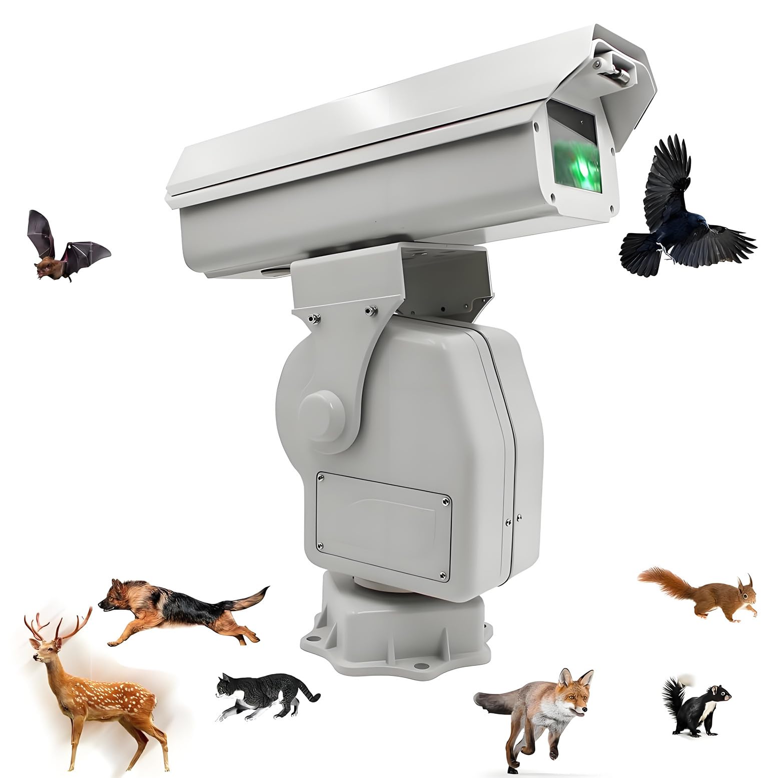 Ahuyentador automático de aves profesional, con rotación de 360°, control por aplicación, función de crucero y seguimiento, ideal para aeropuertos, granjas, huertos y parques solares. Starrysky