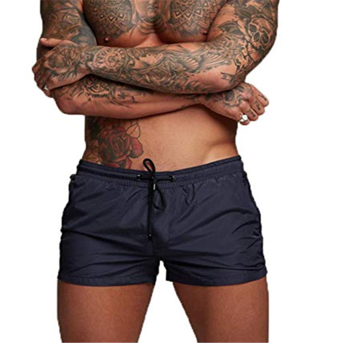EDOTON Herren Badehose Jungen Bademode Sexy Badeshorts für Männer Schwimmhose mit Reißverschlusstasche Trainingsshorts Elastisch Verstellbar Mit Tunnelzug Badeshorts